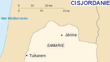 La situation géographique de la Cisjordanie